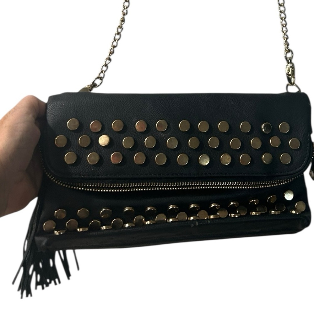 Black vegan leather clutch and crossbody bag - Picture 4 of 5